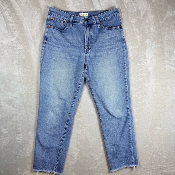 Madewell Denim - Madewell Perfect Vintage High Rise Straight Crop Jeans Raw Hem Size 31
